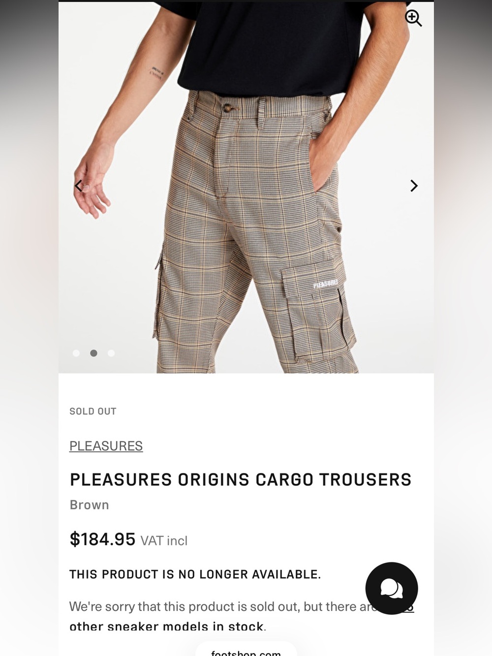 Pleasures Brown Plaid Cargo Pants for Men